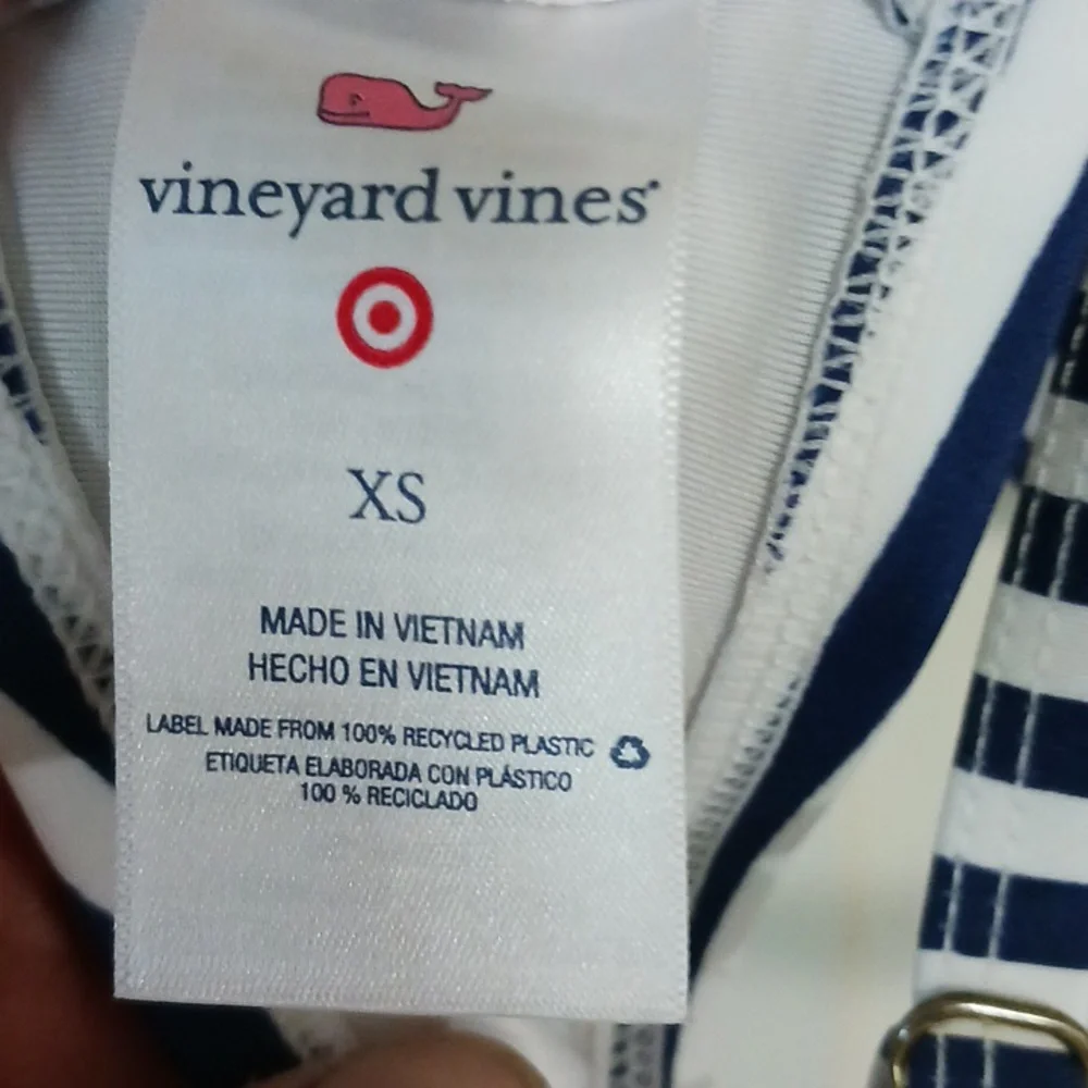 Vineyard Vines for Target ruffled bikini top - XS - navy blue/white